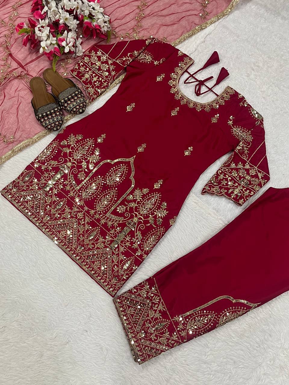 The Sovereign Magenta Zari-Embroidered Ensemble